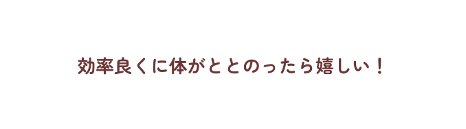 効率良くに体がととのったら嬉しい