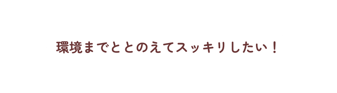 環境までととのえてスッキリしたい